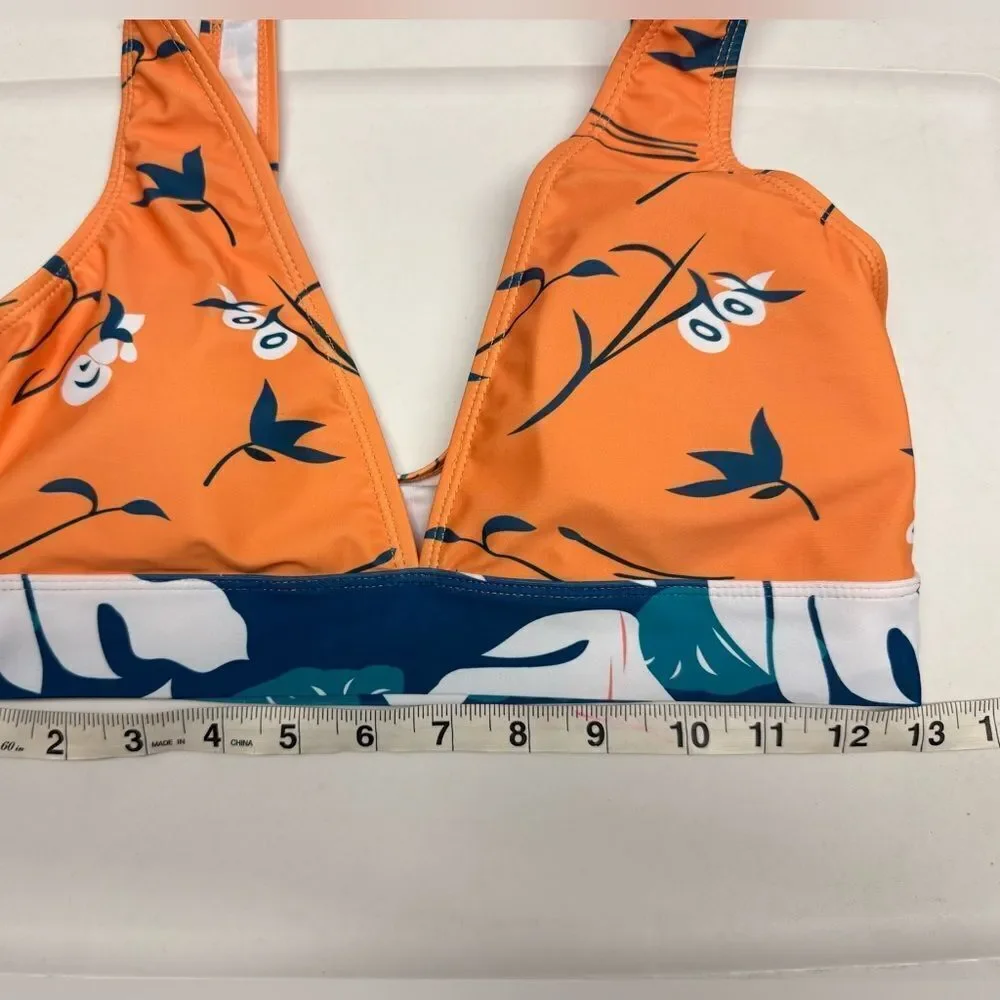 NEW! Super Cute Tropical Print V Neck Bikini Swimsuit Boho